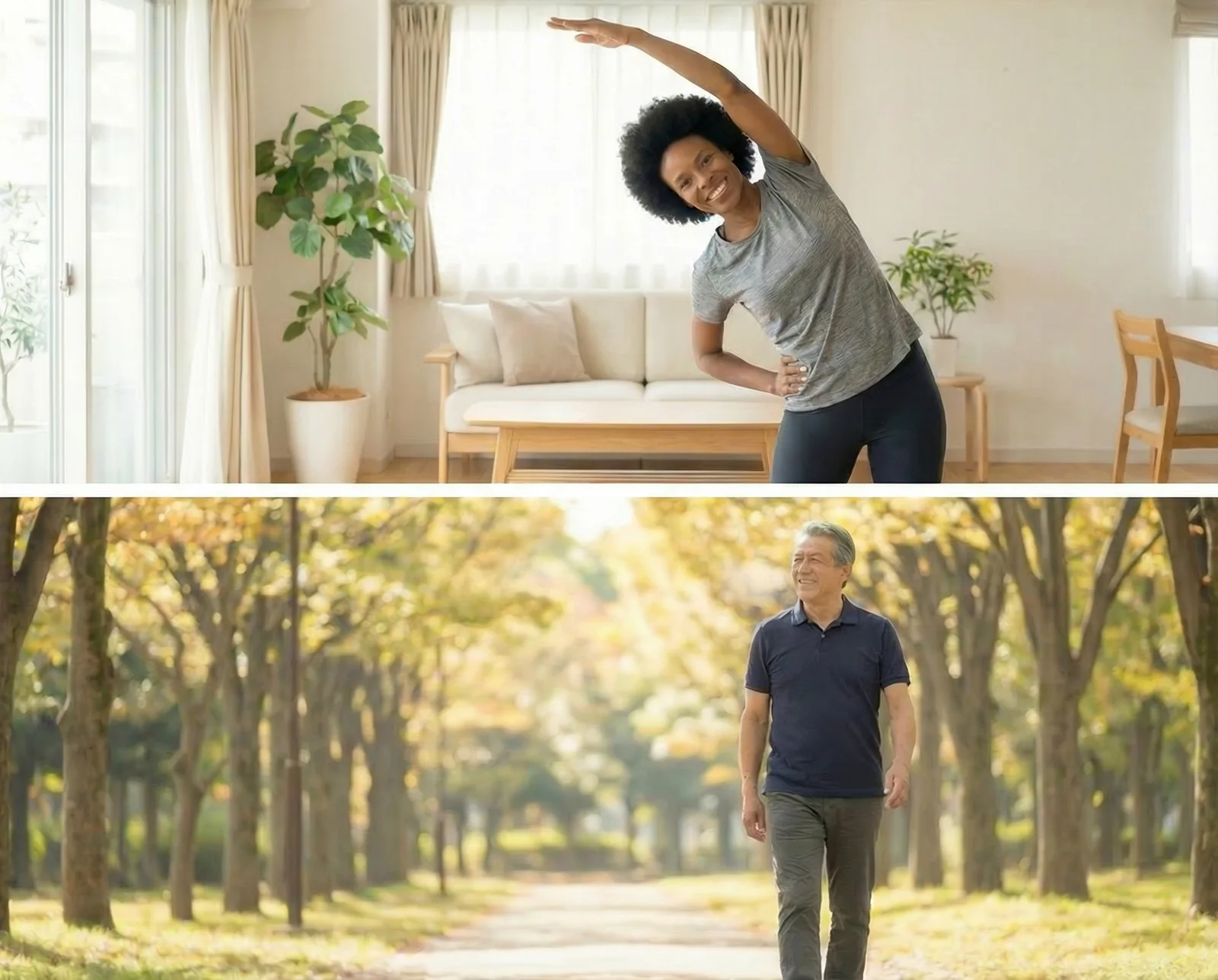 Healthy Lifestyle - Stretching and Walking